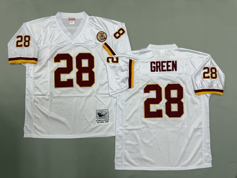 Men 2025 Washington Redskins #28 Green white Throwback Limited NFL Jersey style 002